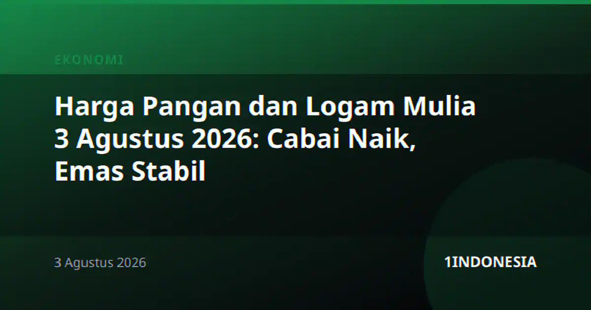 Harga Pangan dan Logam Mulia 3 Agustus 2026: Cabai Naik, Emas Stabil